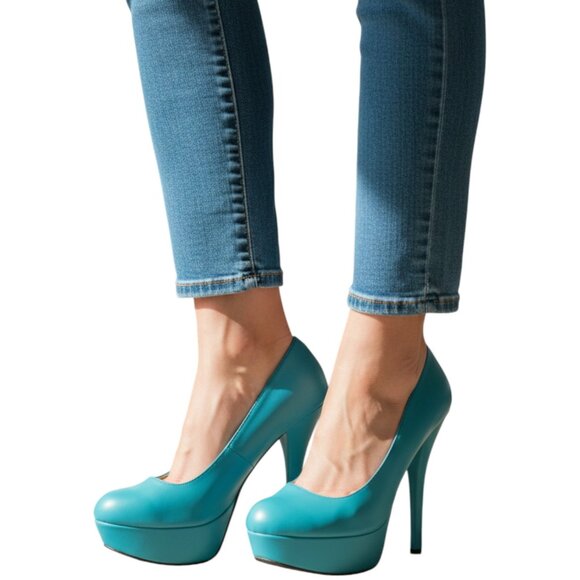 Bonnibel Shoes - Turquoise Platform High Heel Pumps | Stiletto Dress Shoes
